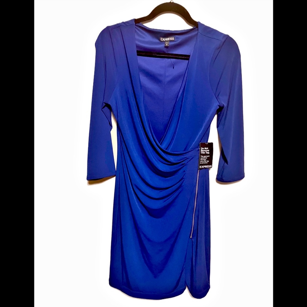 - Royal blue wrap dress